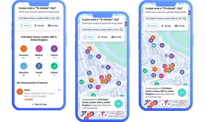 A map that shows you if you live in a 15-minute city
